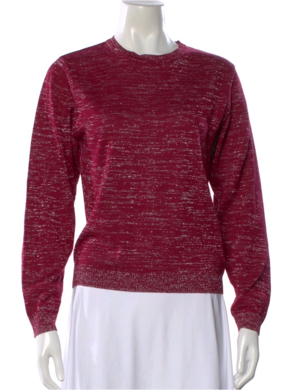 Julia Amory Maroon Metallic Thread Crewneck Sweater